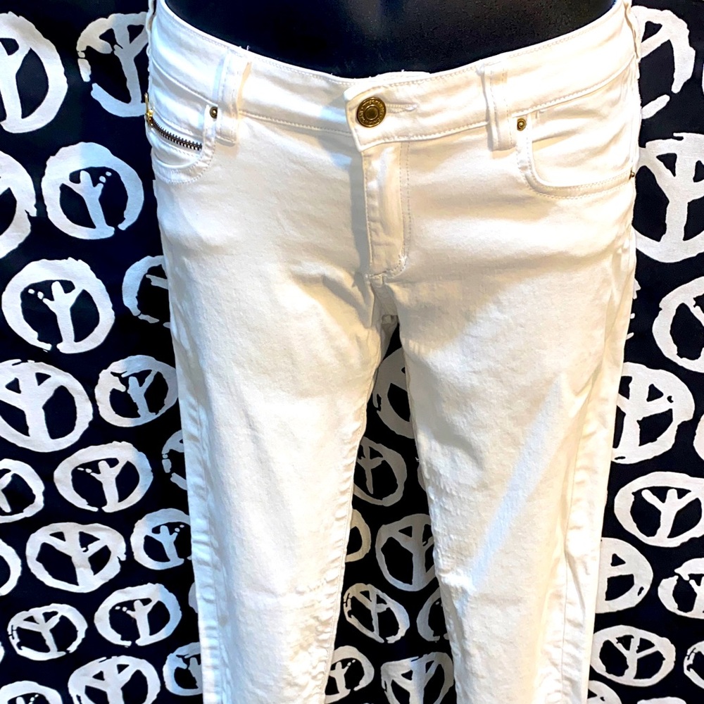 LEARA ZIPPER WHITE JEANS SZ 27”,